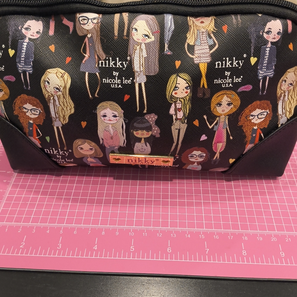 Nikky by Nicole Lee Black Printed Cosmetic Bag